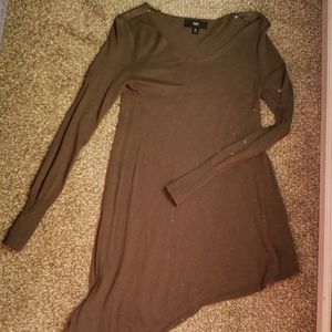 Asymmetrical olive green sweater